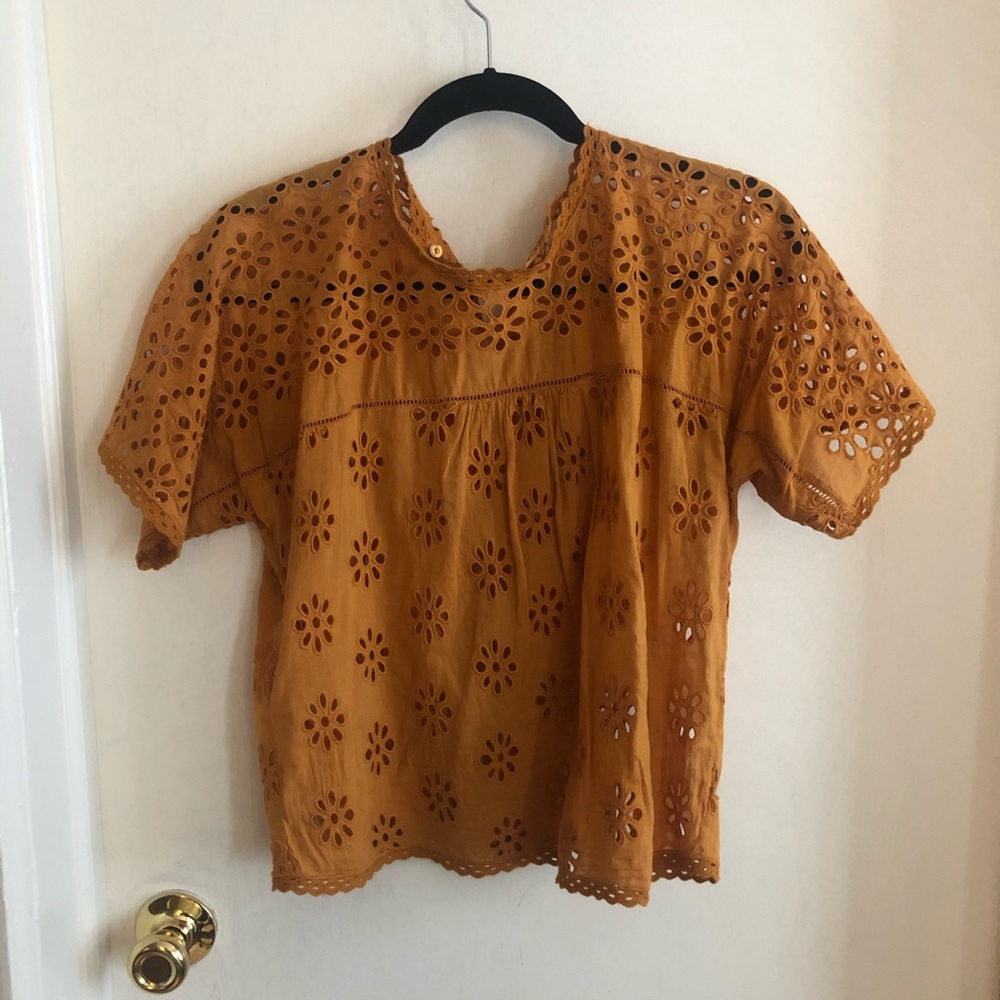 Doen Ochre Eyelet Cotton Top
